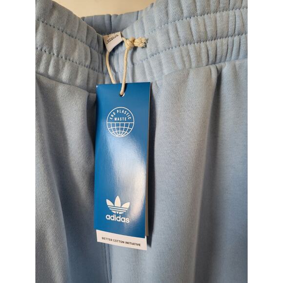 Adidas Joggers Men Sz L Blue Logo Fleece Drawstring Stretch Active Pull On Pant - Picture 6 of 6